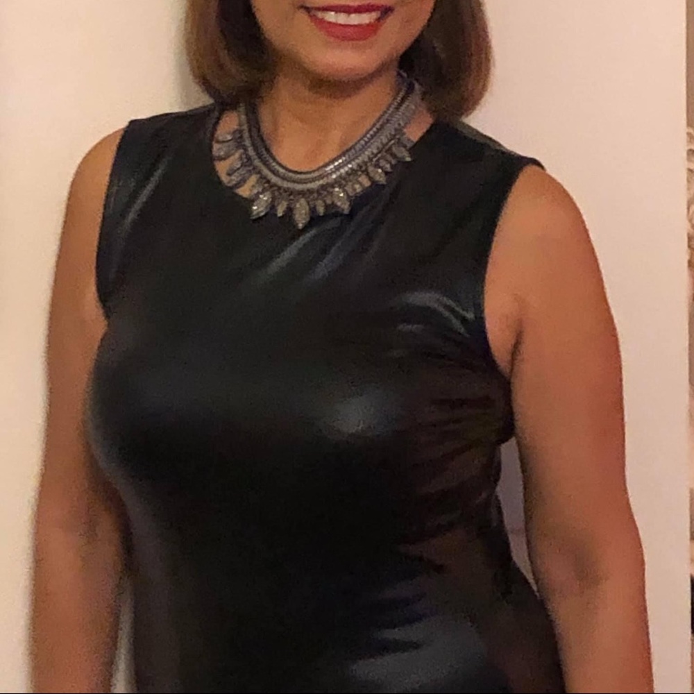 Black faux leather dress